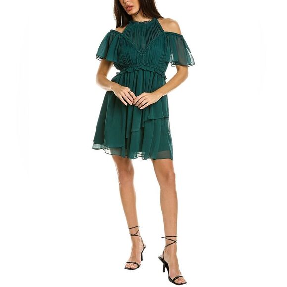 NWT Ted Baker London  Poppio Mini Dress in emerald green cold-shoulder Sz 8 - Picture 12 of 12